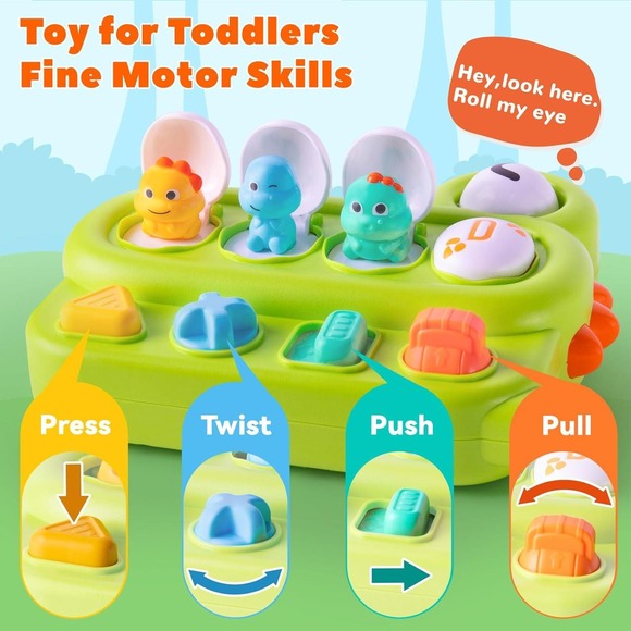 Cause and Effect Pop Up Green Dinosaur Land Baby Toy 12m+ Sensory Early Learnin - Picture 7 of 14